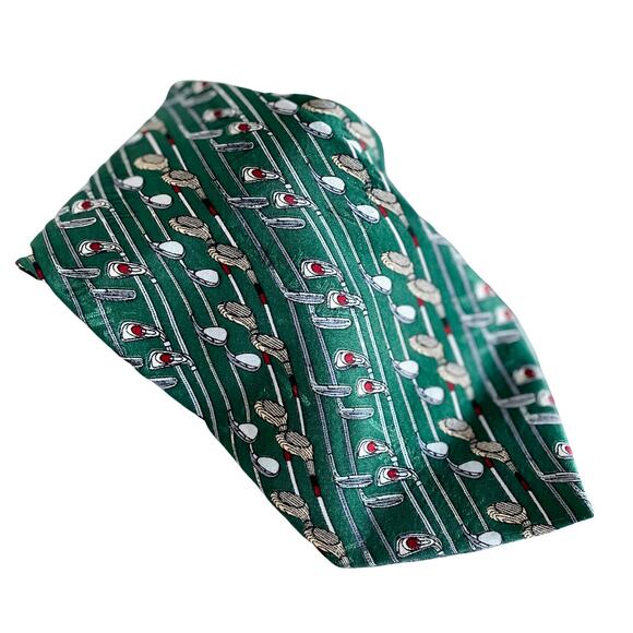 Vintage Nicole Miller golf club 100% silk tie necktie preppy designer 4" w - Picture 1 of 5